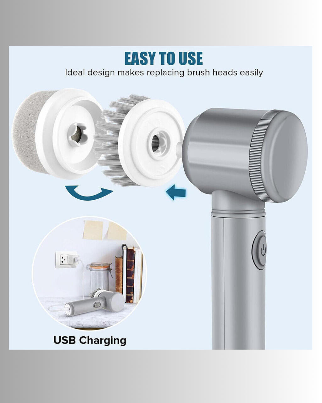 🔋 Rechargeable Electric Spin Scrubber – Cordless Turbo Cleaning Brush 🧽